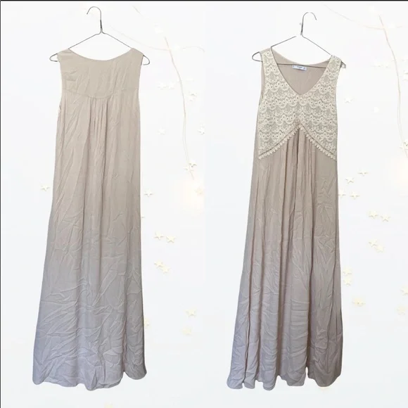 Mango Ivory Cream Maxi Lace Dress